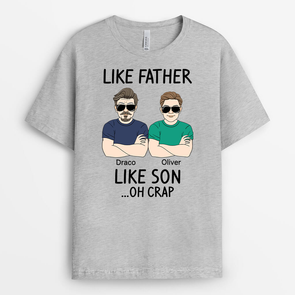 1661AUS2 personalized like father like daughter arms crossed t shirt