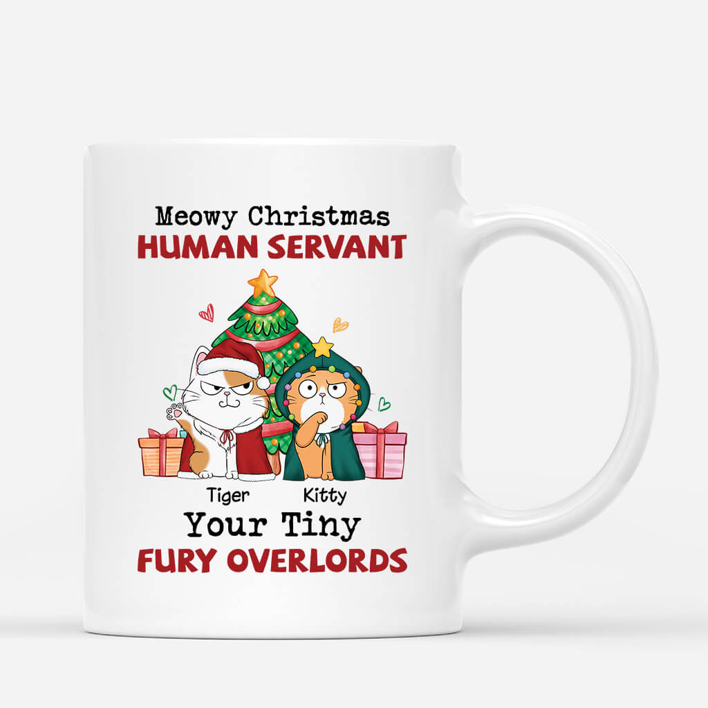 1670MUS1 personalized meowy christmas human servant mug