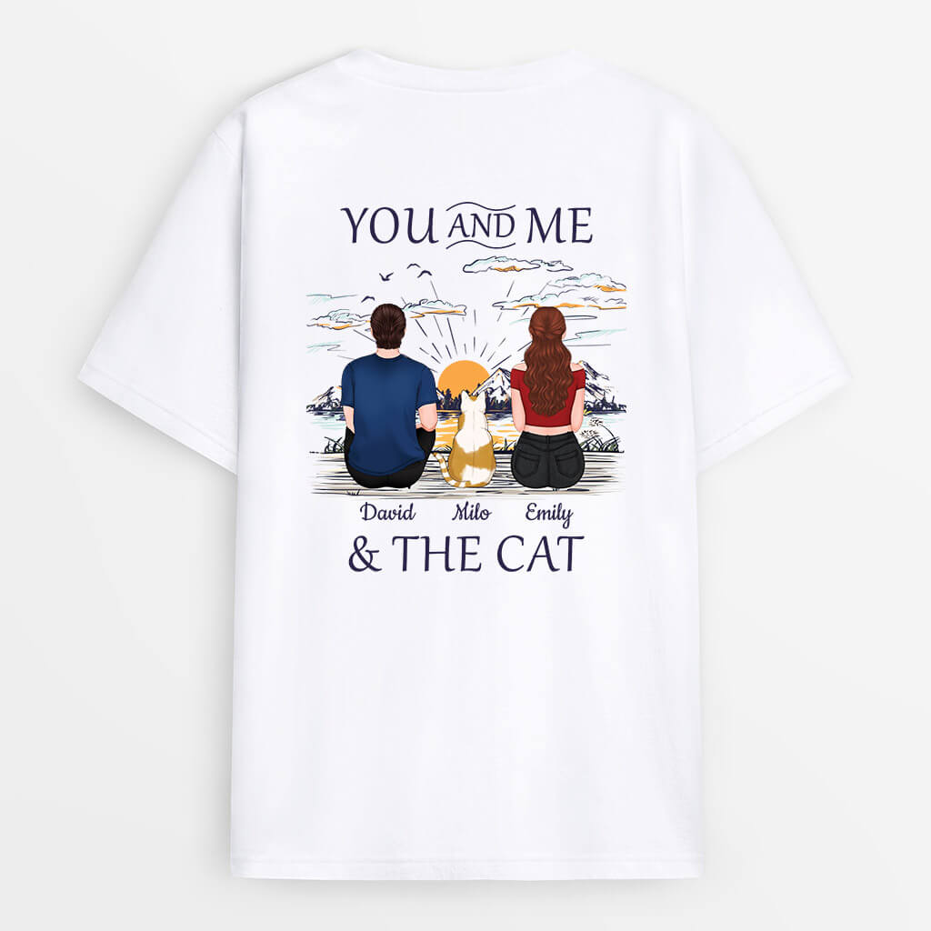 1676AUS1 personalized you and me and the cat back t shirt