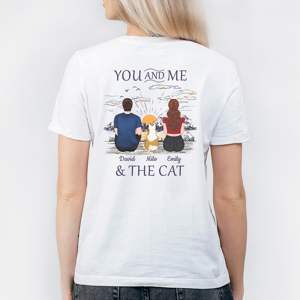 1676AUS2 personalized you and me and the cat back t shirt