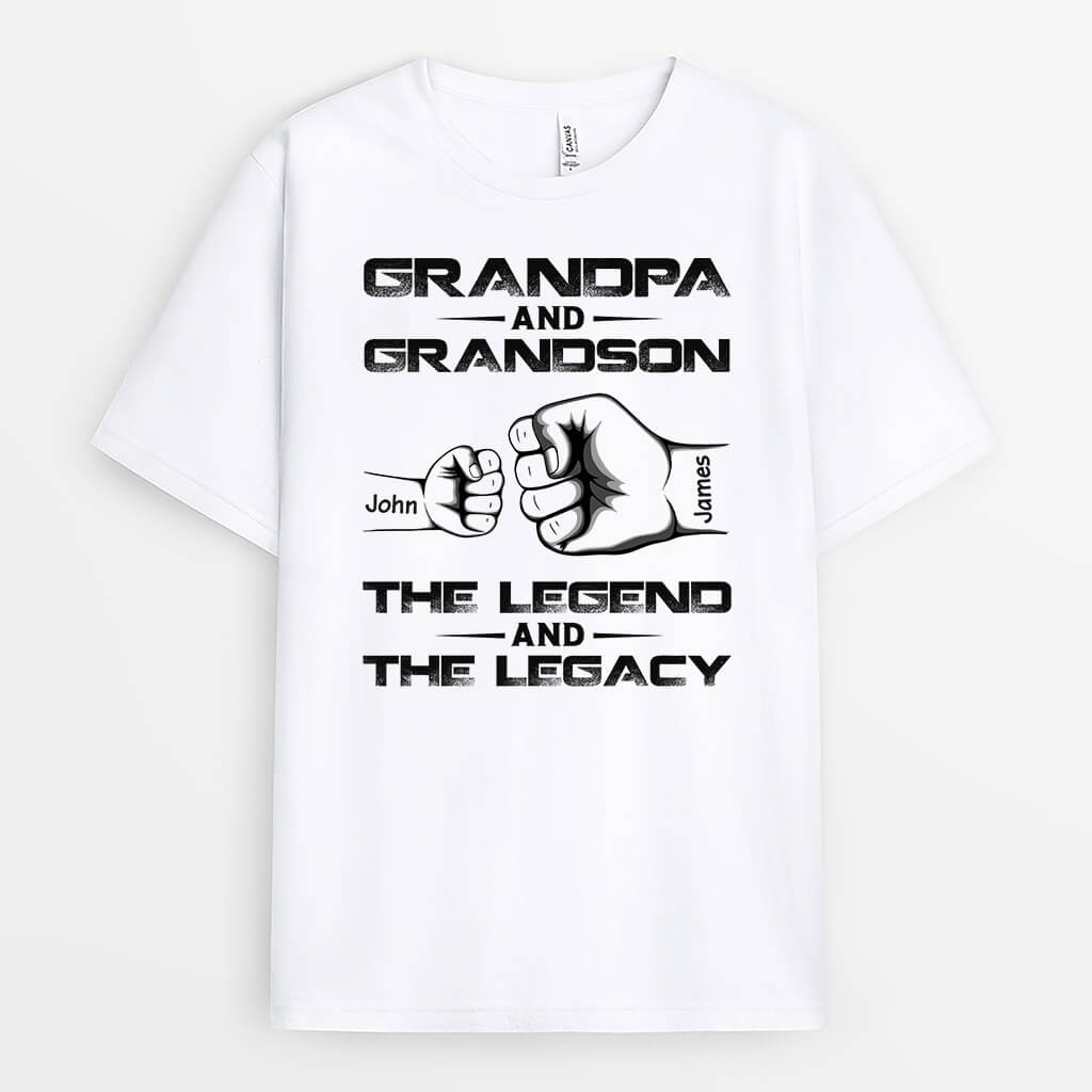 1684AUS1 personalized grandpa and grandson the legend and the legacy t shirt