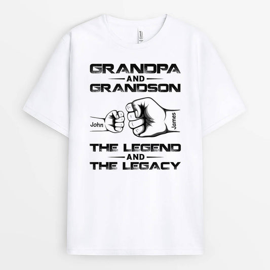 1684AUS1 personalized grandpa and grandson the legend and the legacy t shirt