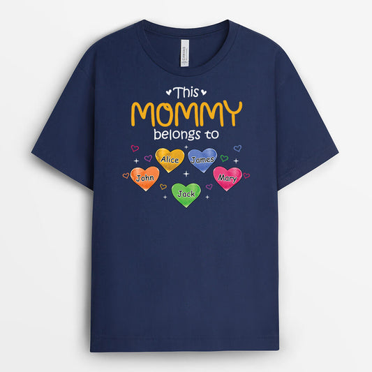 1698AUS1 personalized this grandma mommy belongs to watercolor heart t shirt