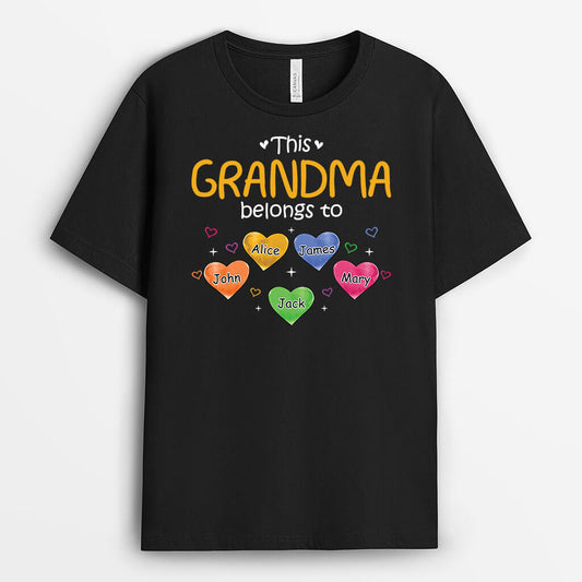 1698AUS2 personalized this grandma mommy belongs to watercolor heart t shirt