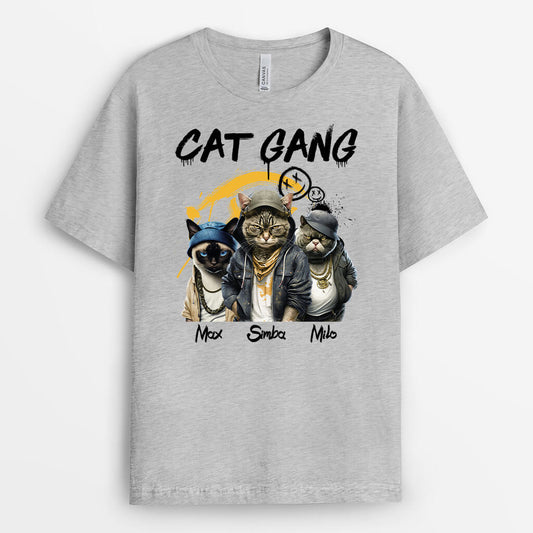 1700AUS1 personalized cat gang hiphop t shirt