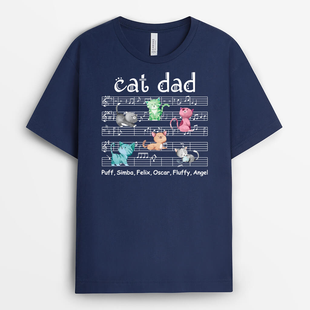 1701AUS1 personalized cat mom cat dad with music bars t shirt