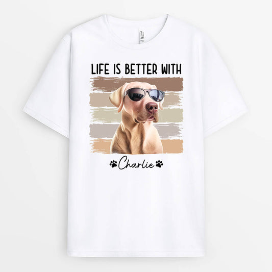 1716AUS1 personalized life is better with dog cat t shirt