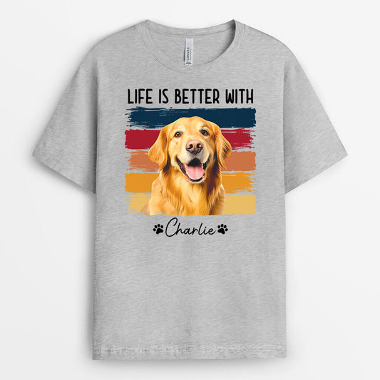 1716AUS2 personalized life is better with dog cat t shirt