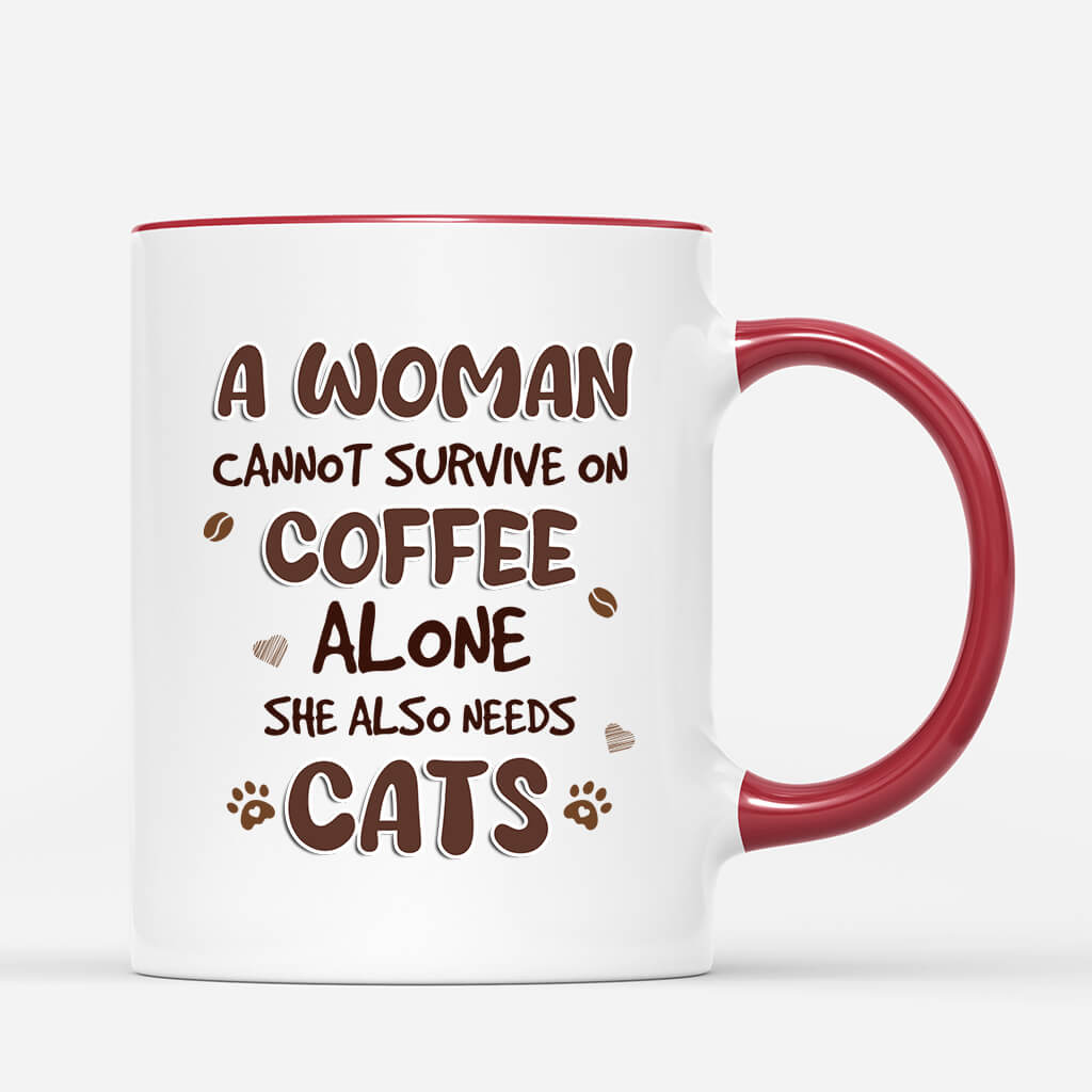 1723MUS3 personalized a woman cannot survive on coffee alone mug