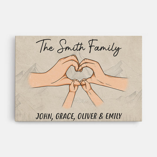 1725CUS1 personalized family heart shaped hand canvas