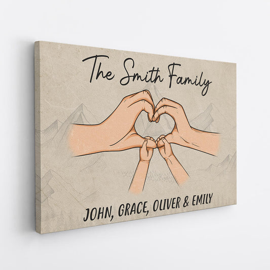 1725CUS2 personalized family heart shaped hand canvas