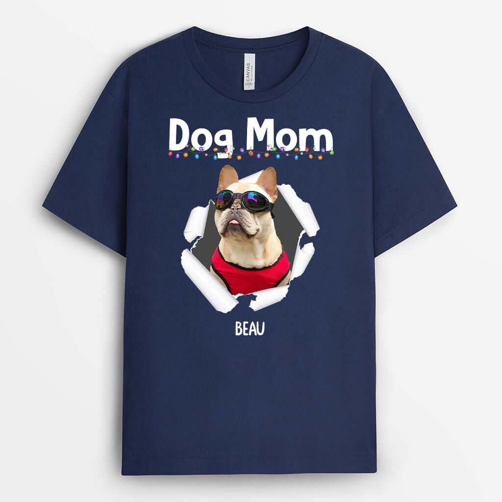 1736AUS1 personalized dog dad dog mom merry christmas t shirt