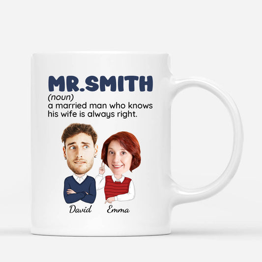 1741MUS2 personalized mr mrs wife is always right couple mug