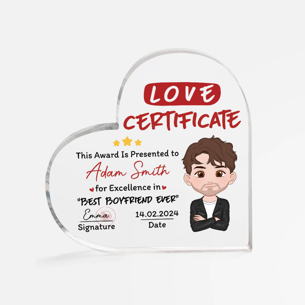 1744RUS1 personalized love award certificate acrylic plaque