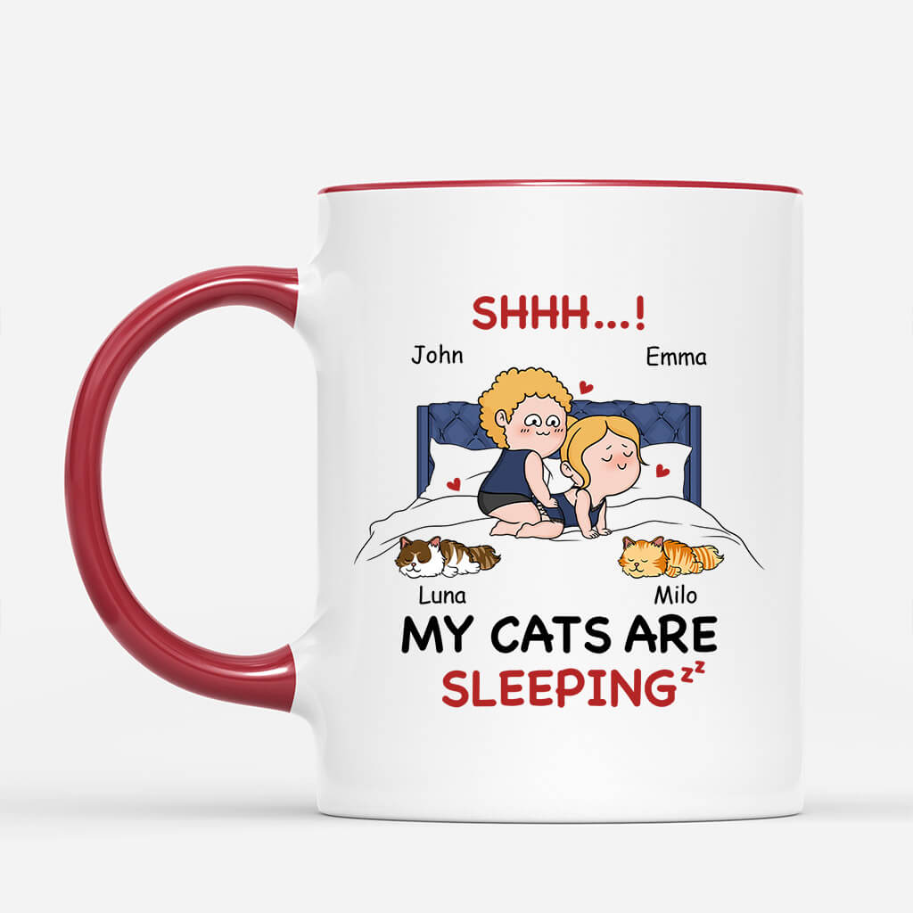1771MUS2 personalized shhh my cats are sleeping mug