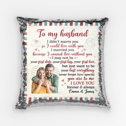 1774PUS1 personalized love is growing old sequin pillow