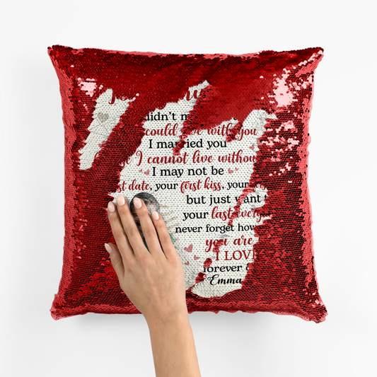 1774PUS2 personalized love is growing old sequin pillow