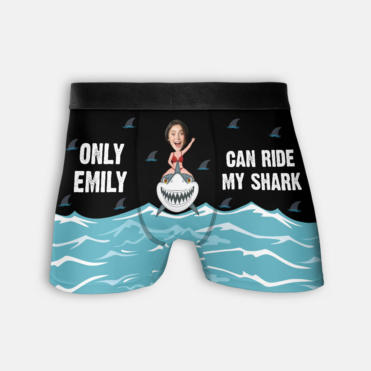 1798XUS1 personalized only emily can ride my shark boxer