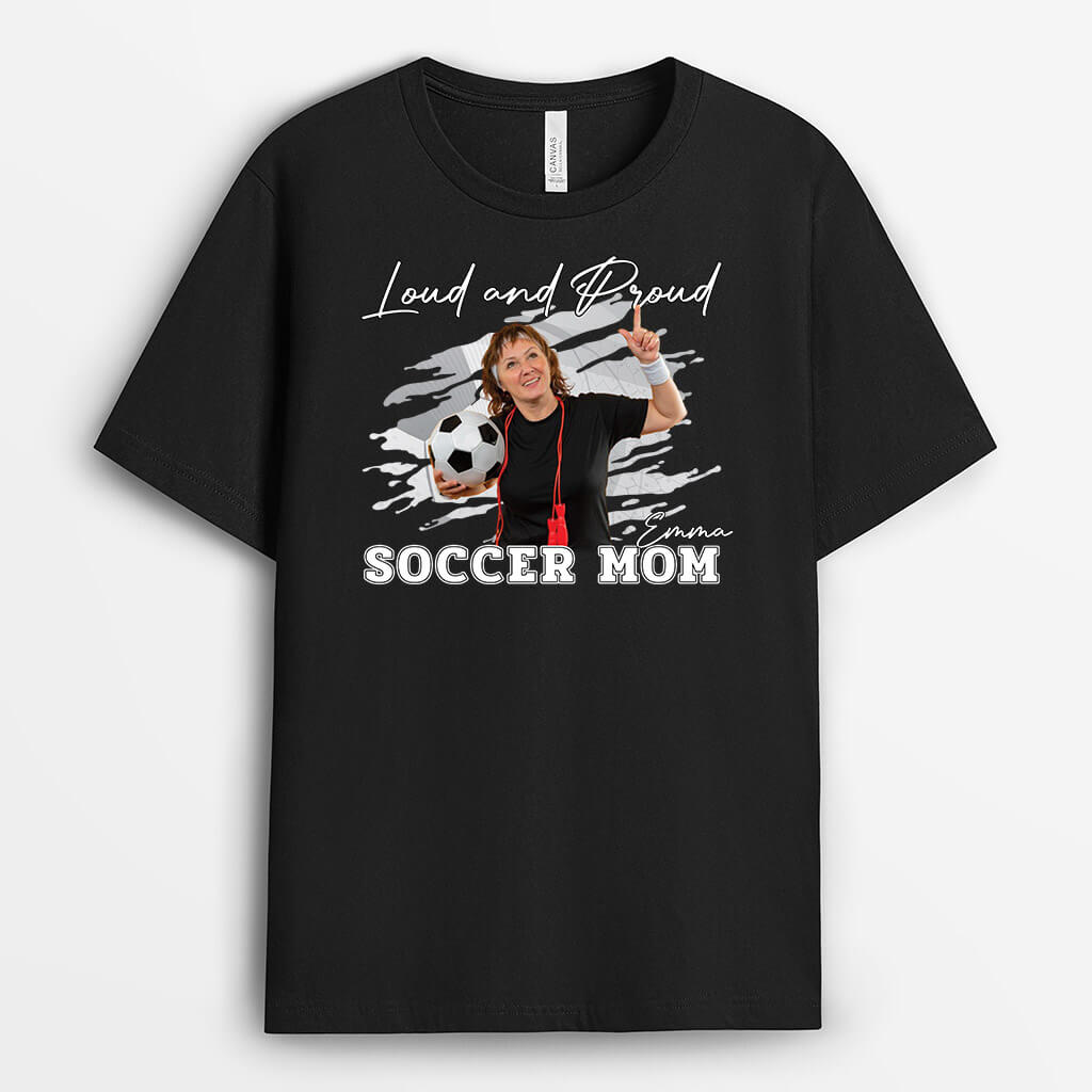 1842AUS1 personalized loud and proud sports mom t shirt