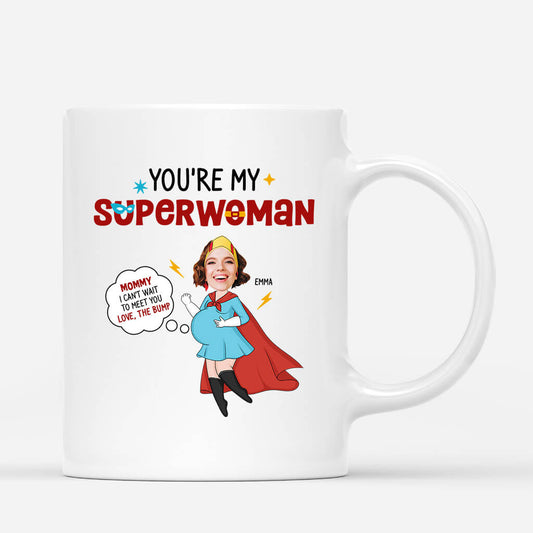 1846MUS1 personalized you are my superwoman mom to be mug