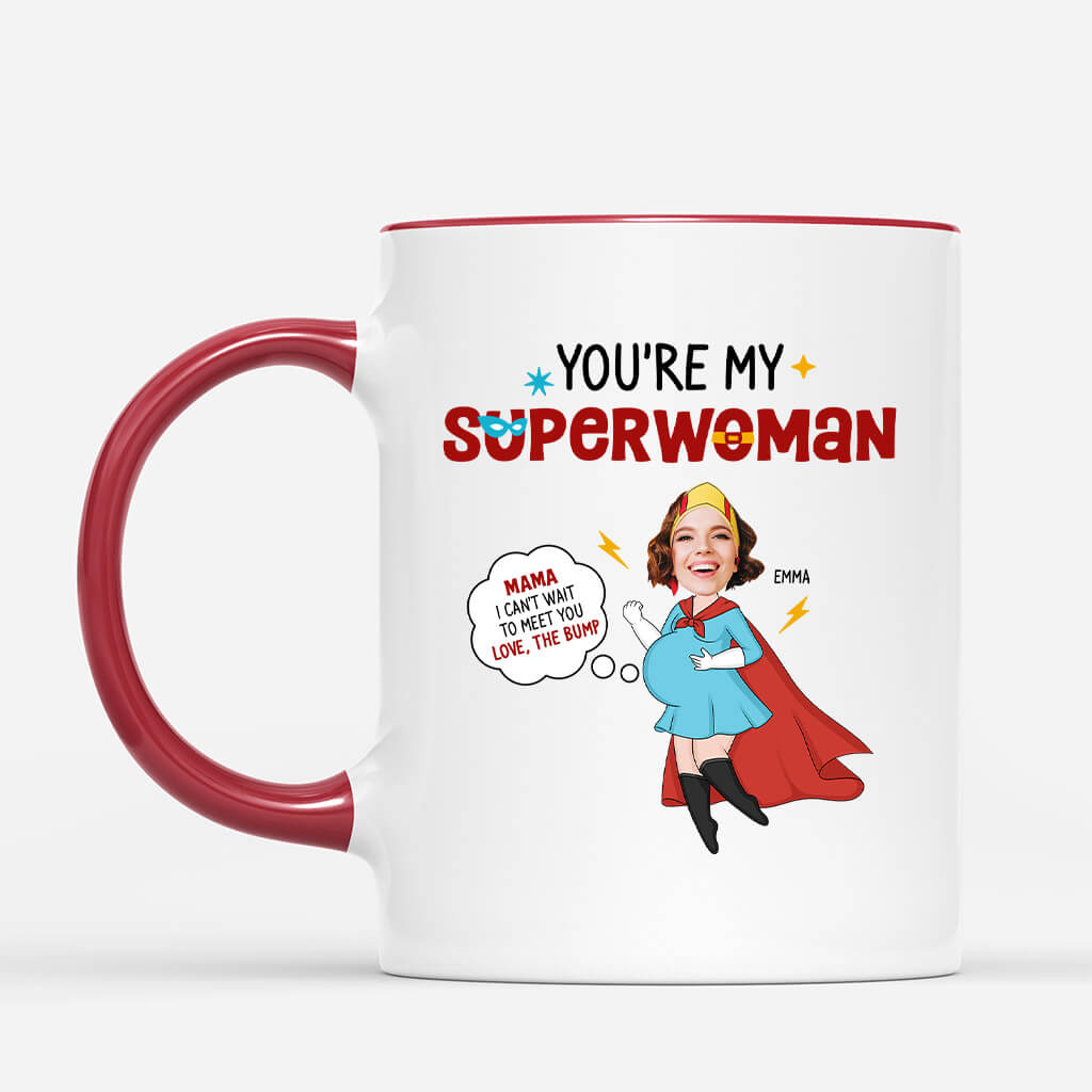 1846MUS2 personalized you are my superwoman mom to be mug