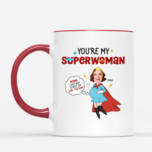 1846MUS2 personalized you are my superwoman mom to be mug