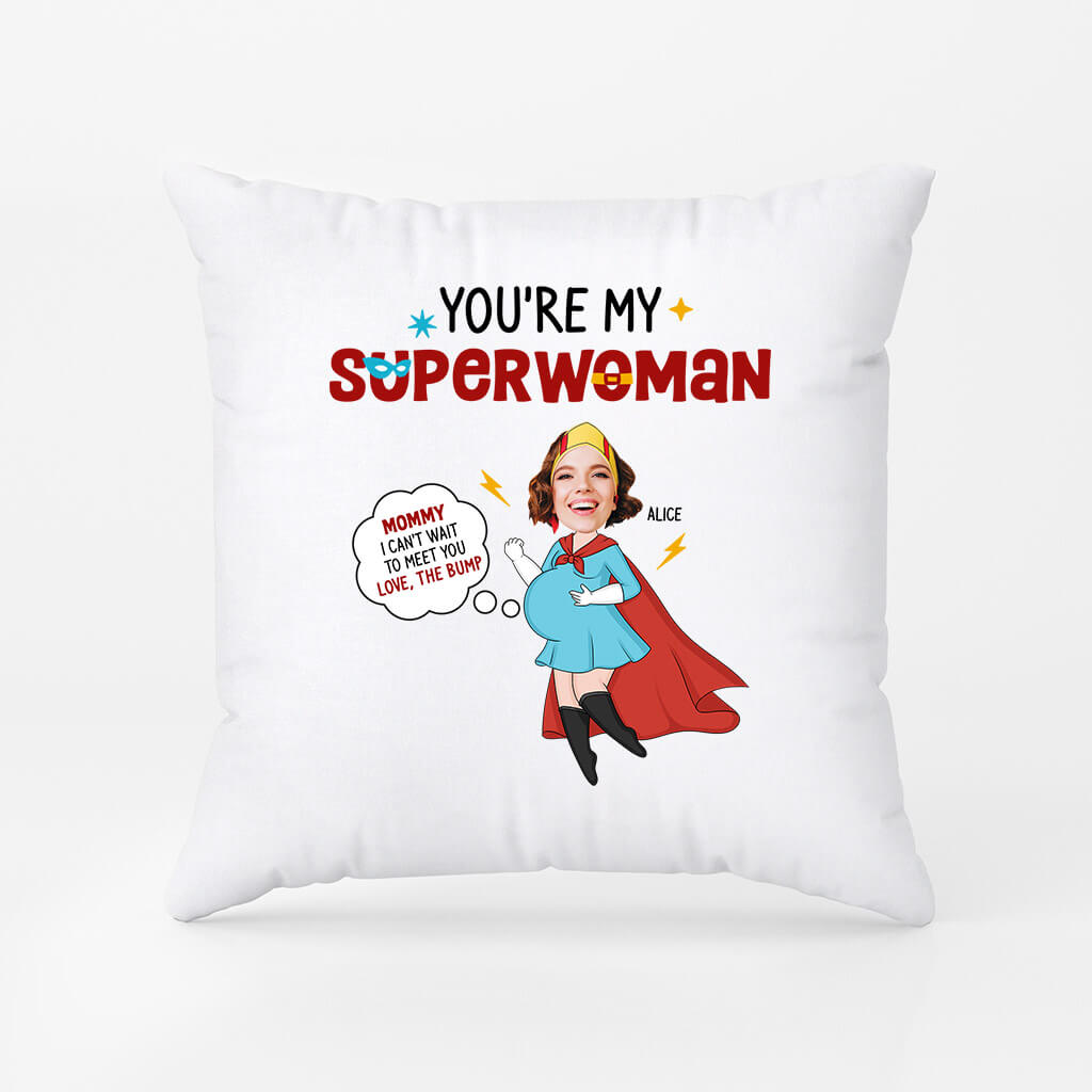 1846PUS1 personalized you are my superwoman mom to be pillow