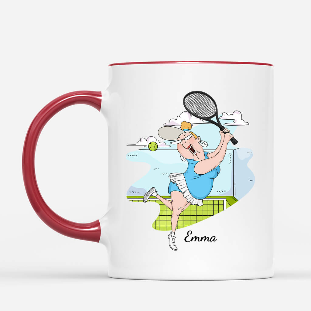 1847MUS2 personalized never underestimate an old lady with a tennis racquet mug