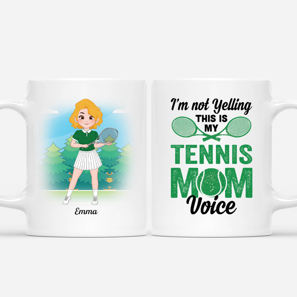 1854MUS1 personalized im not yelling this is my tennis mom voice mug