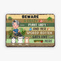 1856EUS2 personalized beware a crazy plant lady her spoiled rotten cats live here metal sign