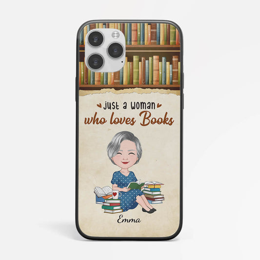 1865FUS2 personalized just a woman who loves books phone case