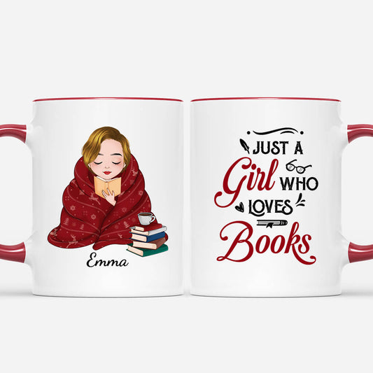 1866MUS1 personalized just a woman who loves books mug
