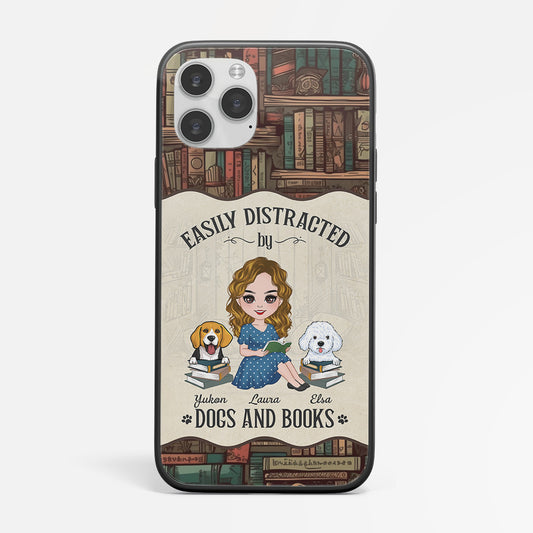 1878FUS1 personalized easily distracted by dogs and books phone case