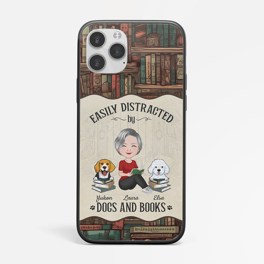 1878FUS2 personalized easily distracted by dogs and books phone case