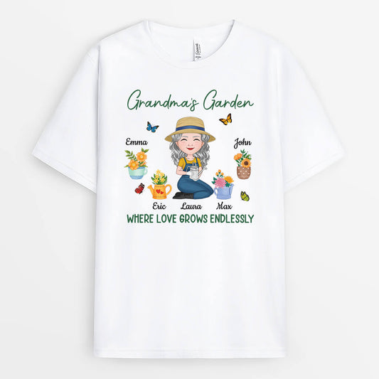 1899AUS1 personalized grandmas garden love grows endlessly t shirt