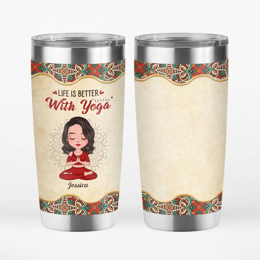 1907TUS1 personalized life is better with yoga tumbler