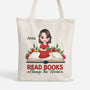 1910BUS1 personalized read books change the world tote bag