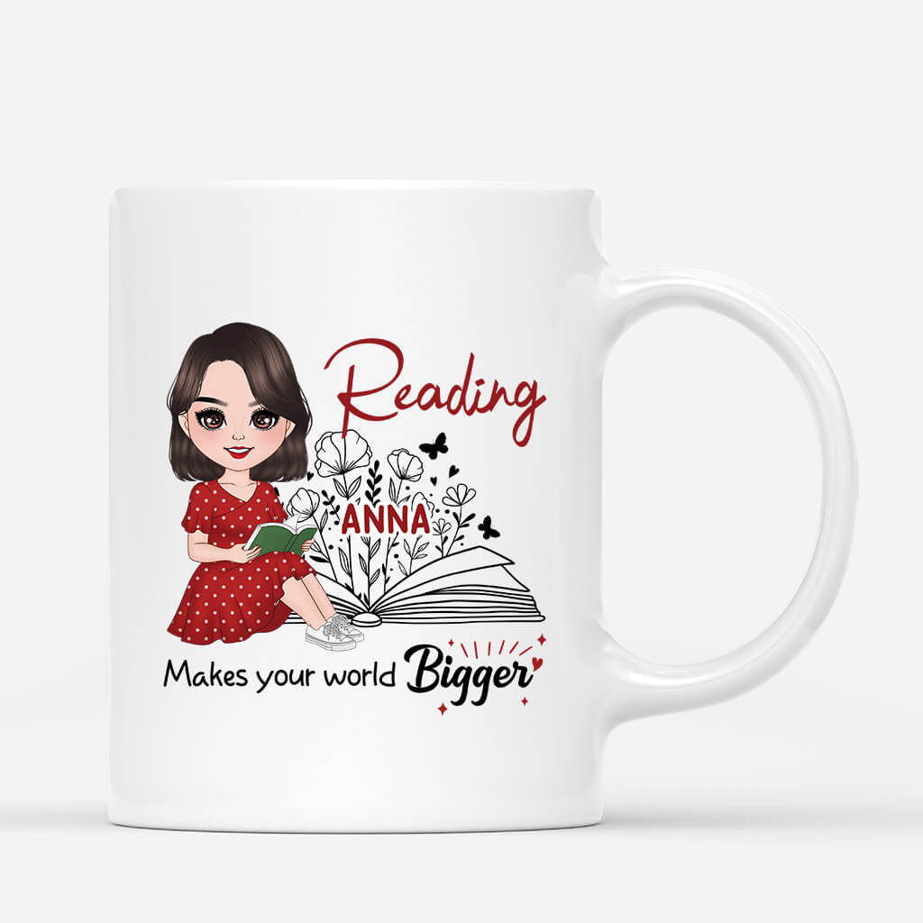 1911MUS1 personalized reading makes your world bigger mug