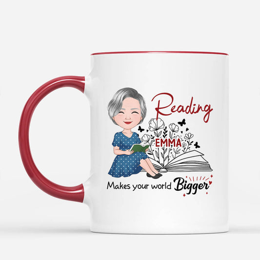 1911MUS2 personalized reading makes your world bigger mug