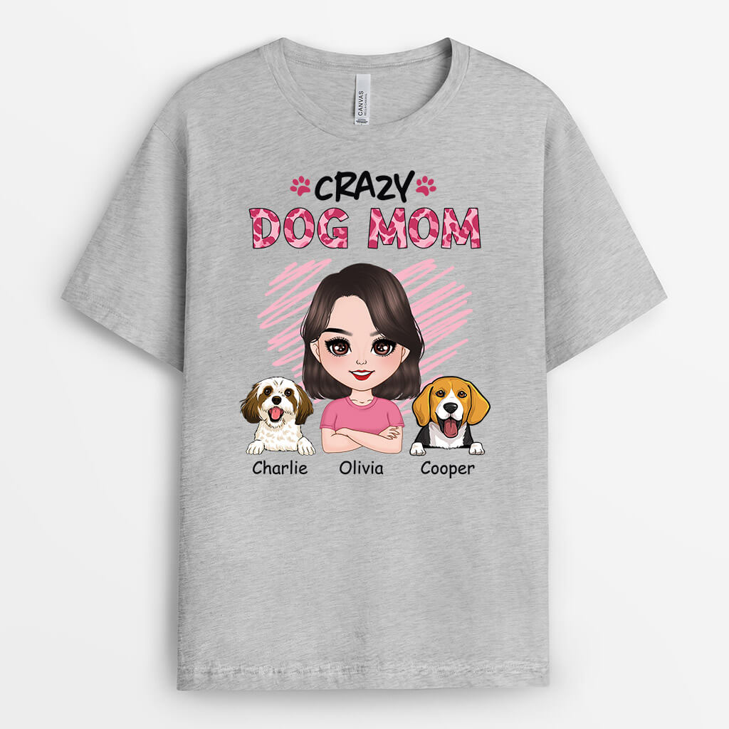 1921AUS2 personalized crazy dog mom t shirt