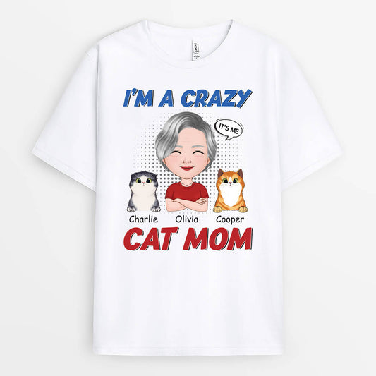 1924AUS1 personalized im a crazy cat mom t shirt