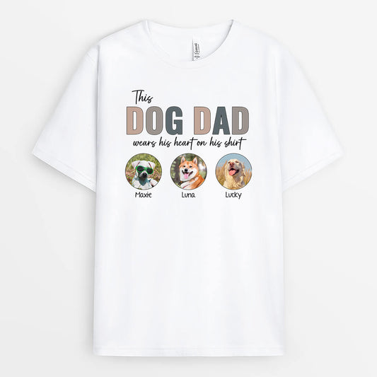 1927AUS1 personalized this dog mom dog dad wears her his heart on her his shirt t shirt