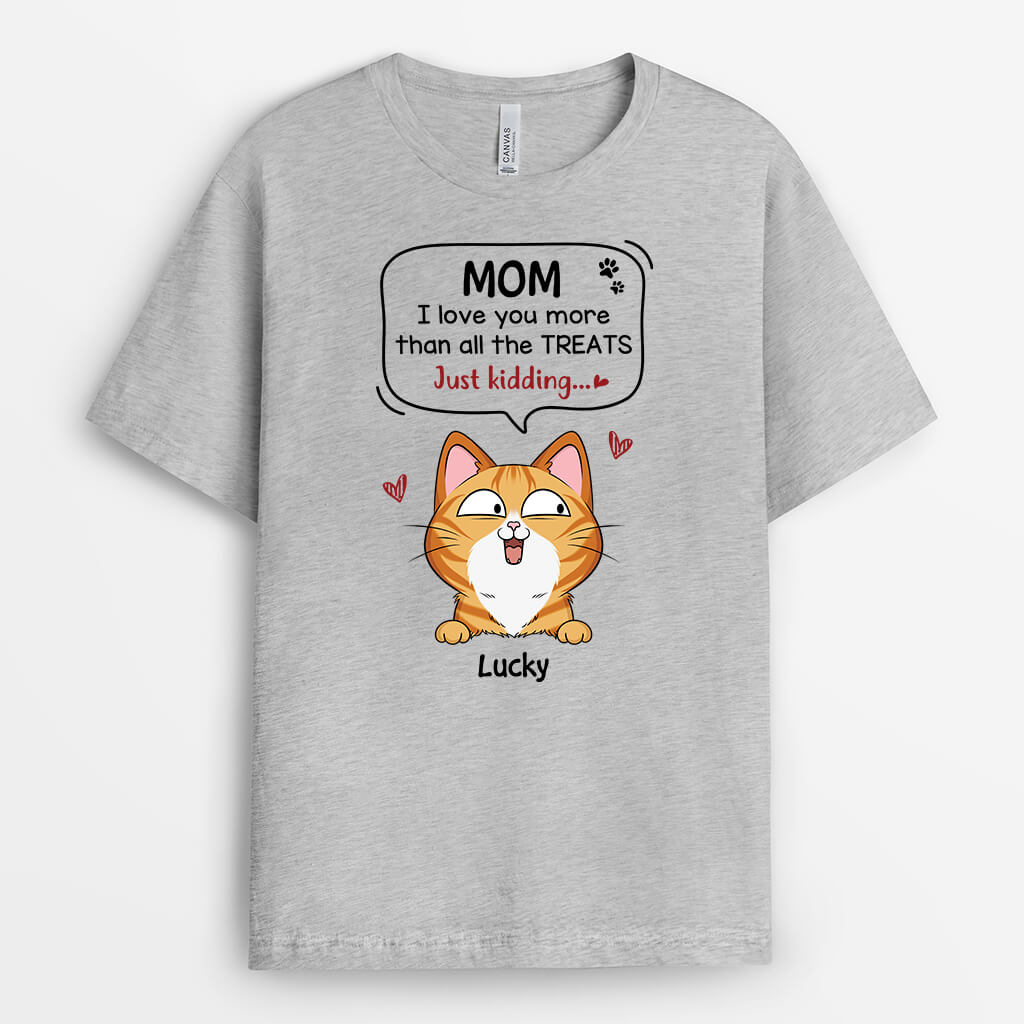 1928AUS1 personalized i love you more than all the treats cat t shirt
