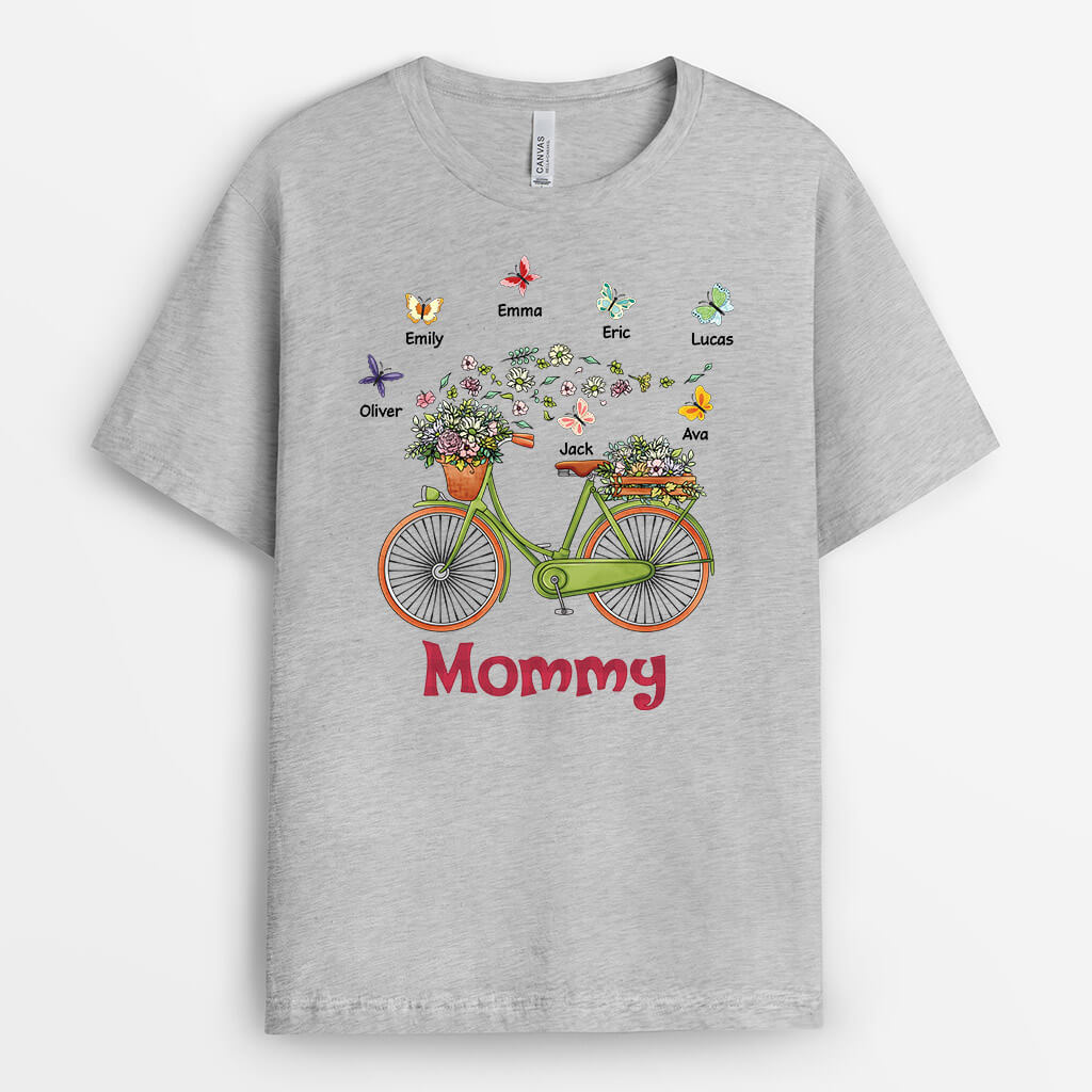 1933AUS2 personalized mommy grandma flower bicycle t shirt