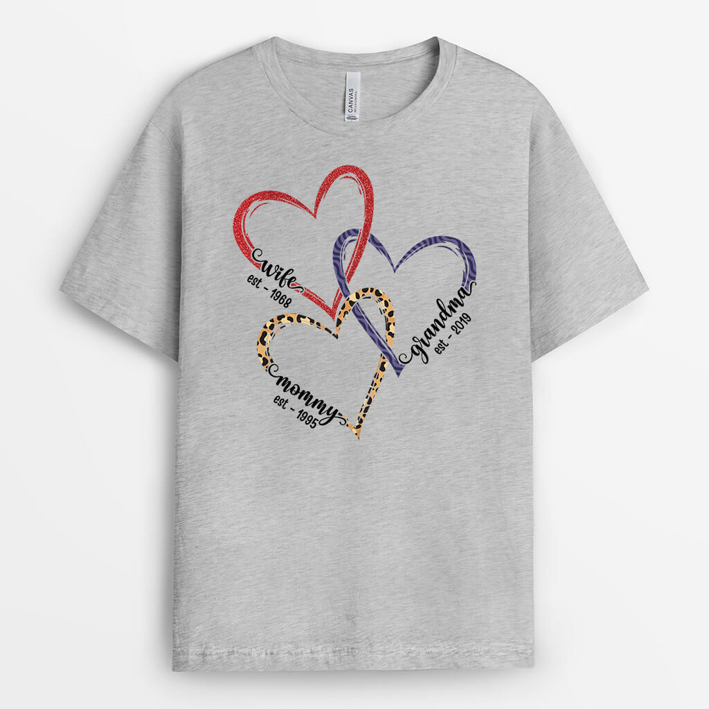 1943AUS1 personalized grandma hearts t shirt