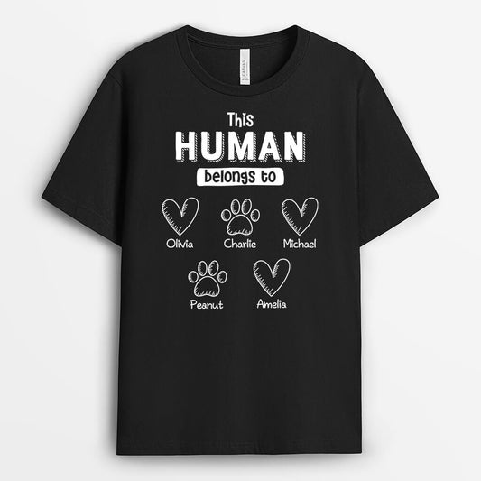 1944AUS1 personalized this human belongs to pet paws t shirt
