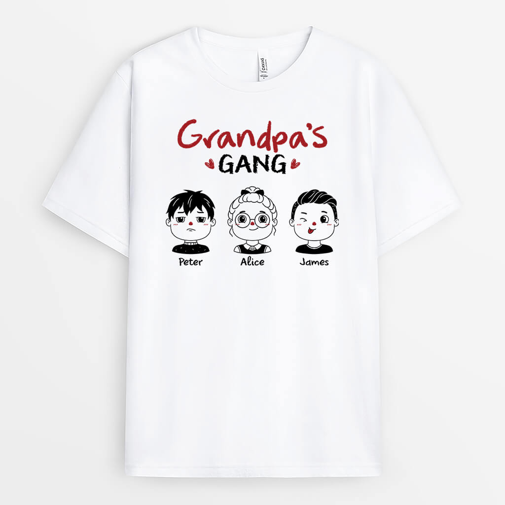 1957AUS1 personalized grandpa daddys gang with kids t shirt