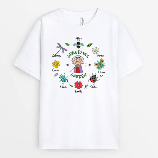 1959AUS1 personalized grandma mommys garden plants and insect t shirt