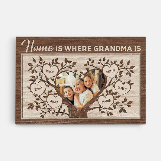 1963CUS1 personalized home is where grandma is canvas
