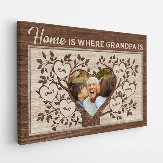 1963CUS2 personalized home is where grandma is canvas
